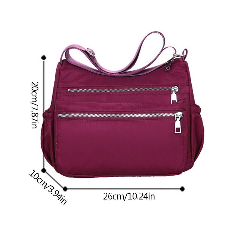 Waterproof Multi Pocket Nylon Women’s Shoulder, Cross Body, Messenger and Travel Handbag - NuSea