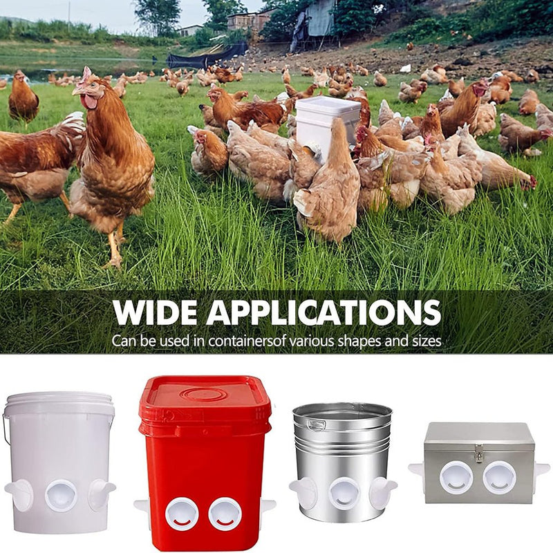 Waterproof No Waste DIY Chicken Feeders Gravity Feed Kit for Buckets, Boxes, Tanks - NuSea