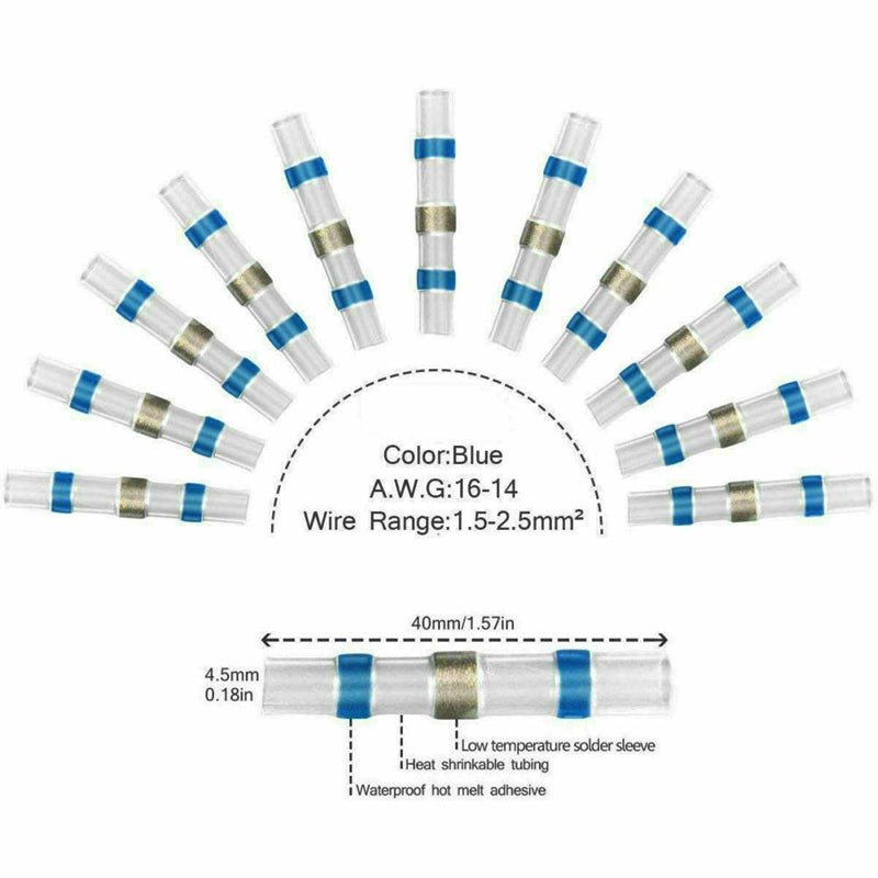 Waterproof Terminals Solder Seal Sleeve Heat Shrink Butt Wire Connectors - NuSea