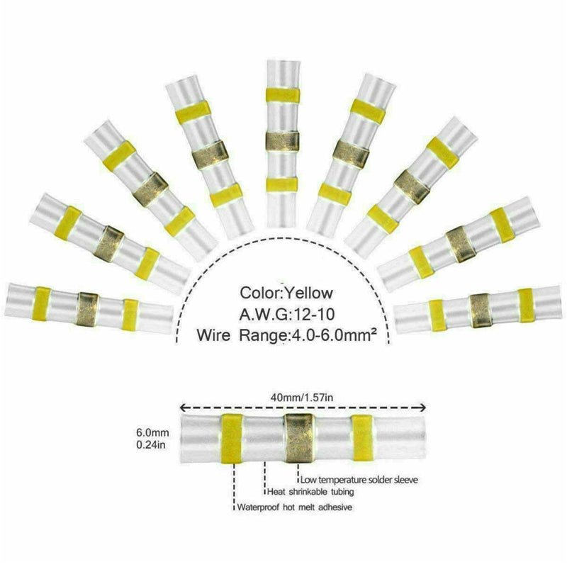 Waterproof Terminals Solder Seal Sleeve Heat Shrink Butt Wire Connectors - NuSea
