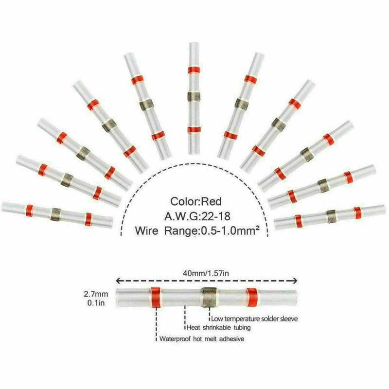 Waterproof Terminals Solder Seal Sleeve Heat Shrink Butt Wire Connectors - NuSea