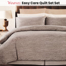 Weaves Coffee Easy Care Quilt Cover Set King - NuSea
