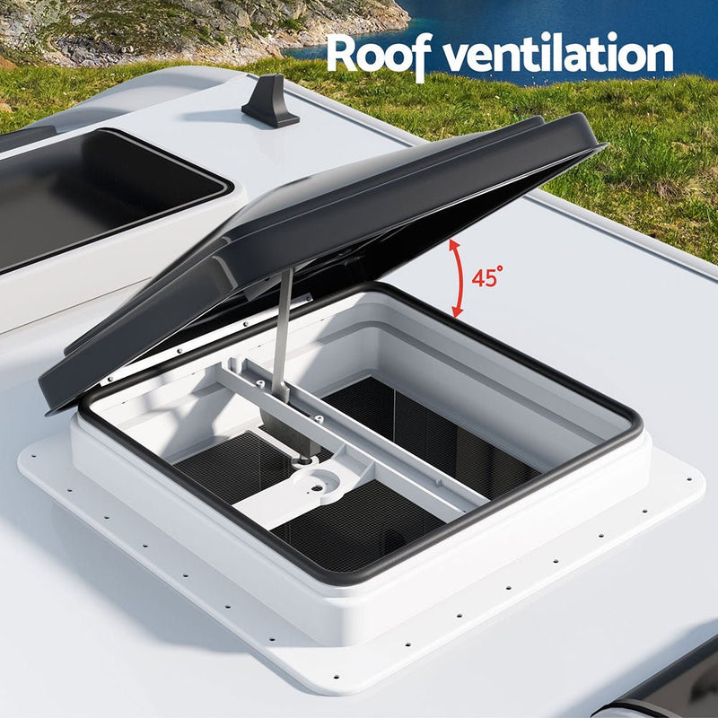 Weisshorn Caravan Roof Vent Hatch RV Skylight Motorhome Camper 350x350mm Black - NuSea