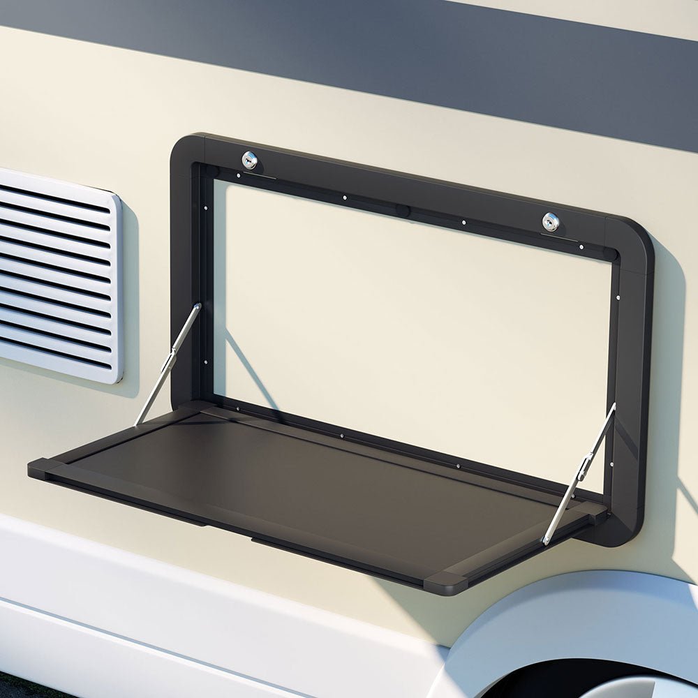 Weisshorn Caravan Table 800 x 450mm Folding Lockable Black - NuSea
