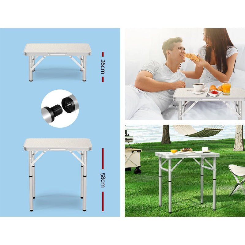 Weisshorn Folding Camping Table 60CM Adjustable Portable Outdoor Picnic Desk - NuSea