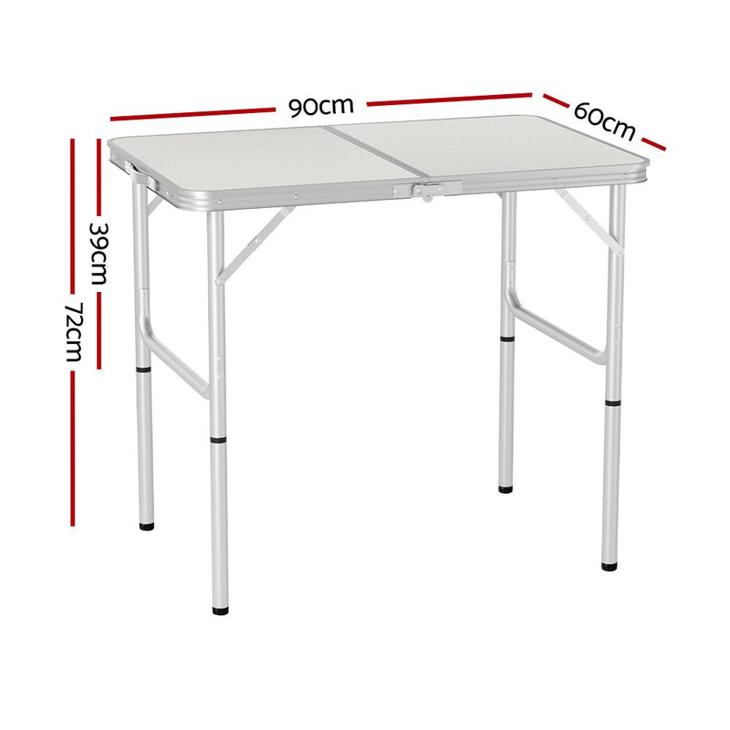 Weisshorn Folding Camping Table 90CM Adjustable Portable Outdoor Picnic Desk - NuSea