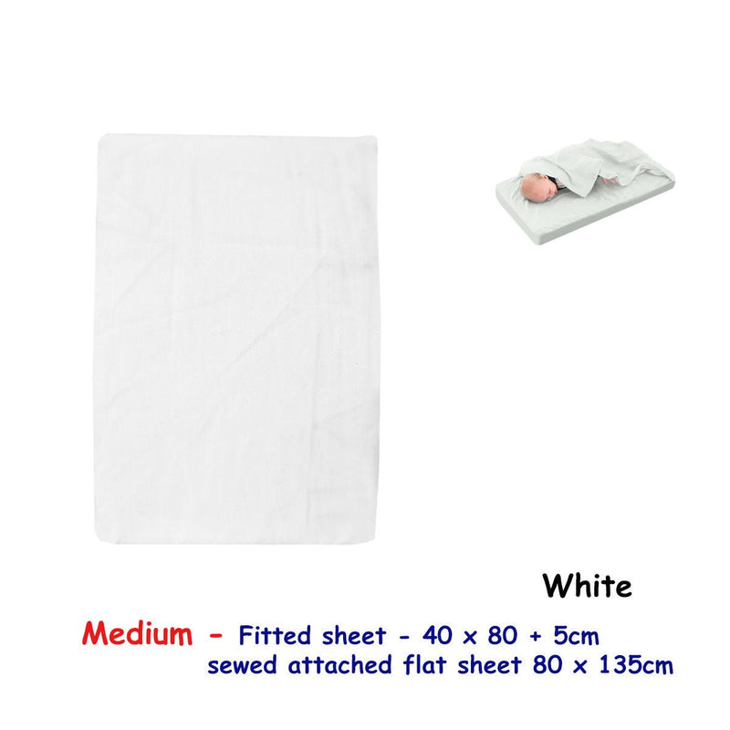 White Bassinet Fitted Sheet with a Flat Sheet Sewed Attached - NuSea