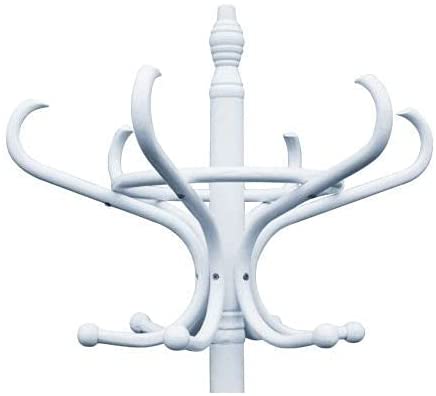 White Coat Rack with Stand Wooden Hat and 12 Hooks Hanger Walnut tree - NuSea