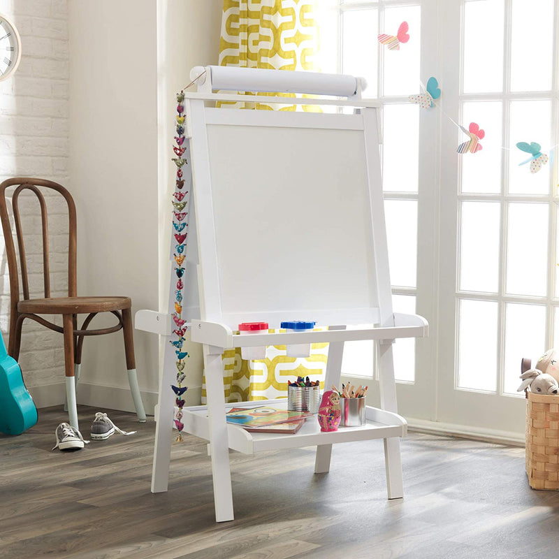 White Deluxe Wood Easel set for kids - NuSea