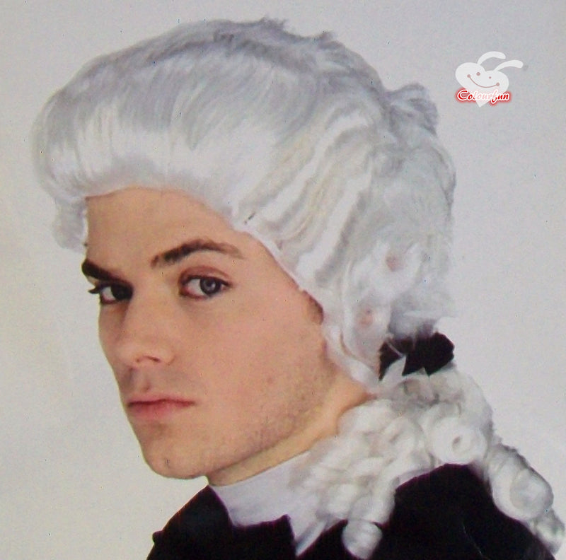 White Judge Wig Colonial Wig Lawyer Dress Costume Halloween Fancy Party wig - NuSea