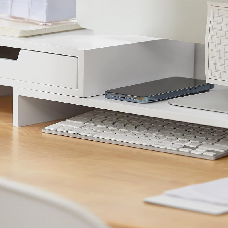 White Monitor Stand with Drawers - NuSea