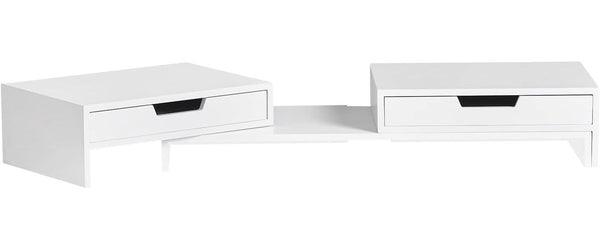 White Monitor Stand with Drawers - NuSea