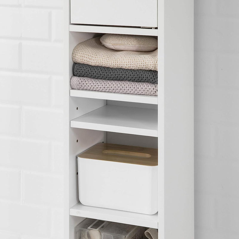 White Tall Bathroom Cabinet High Storage - NuSea