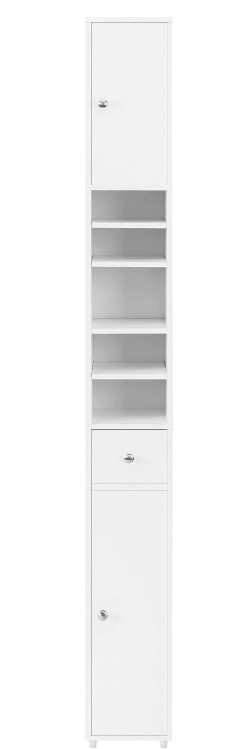 White Tall Bathroom Cabinet High Storage - NuSea