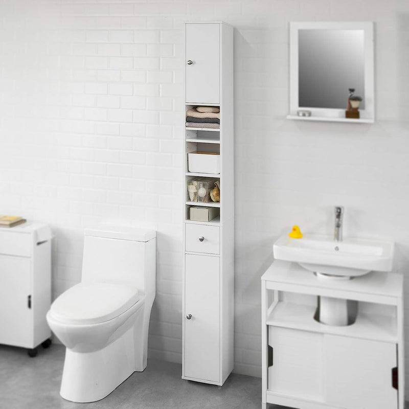 White Tall Bathroom Cabinet High Storage - NuSea