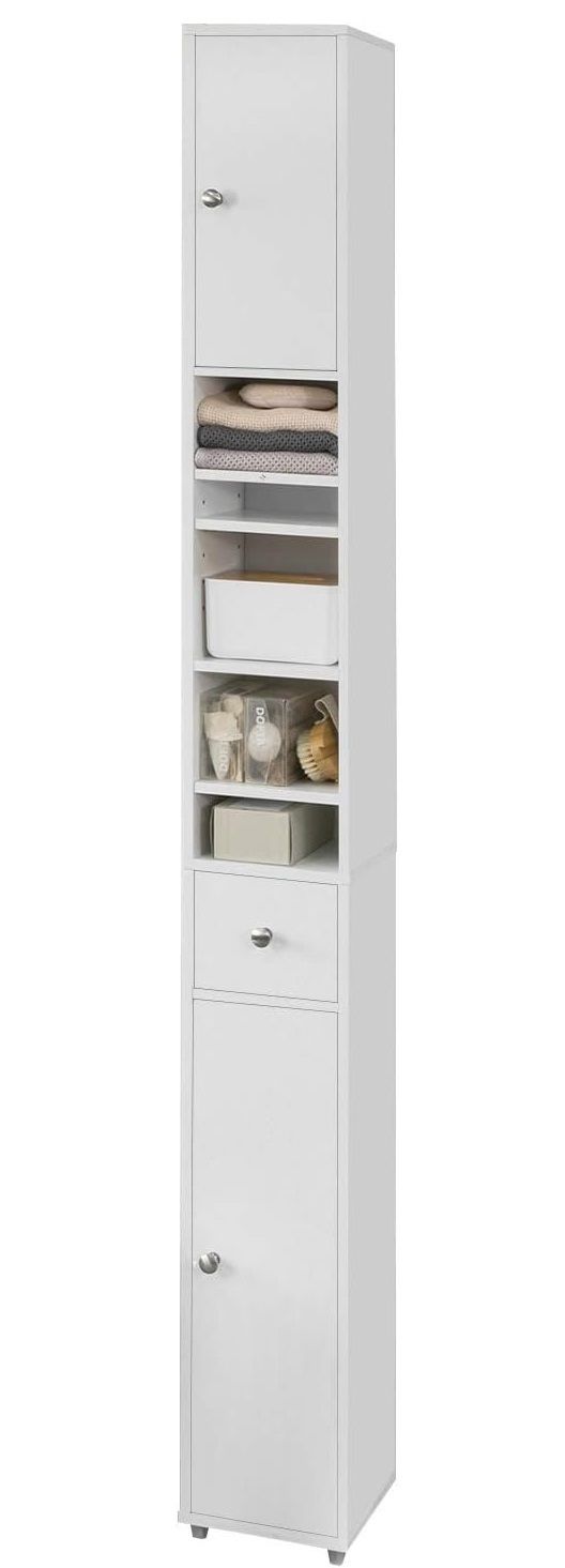 White Tall Bathroom Cabinet High Storage - NuSea