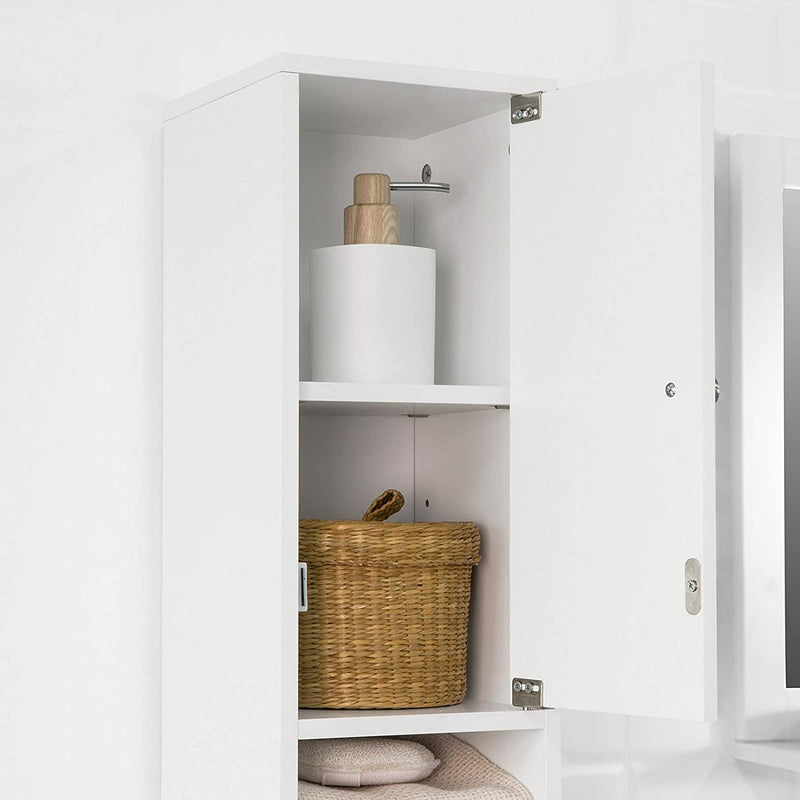 White Tall Bathroom Cabinet High Storage - NuSea