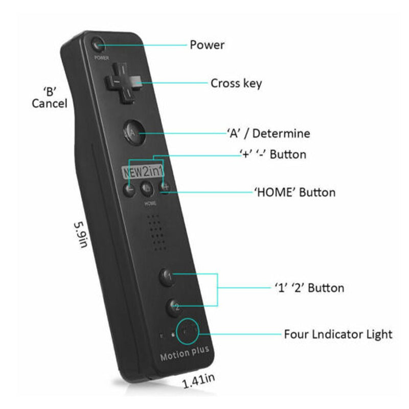 Wireless Remote Controller and Nunchuck for Nintendo Wii/Wii U Video Game Gamepads Motion Plus - NuSea