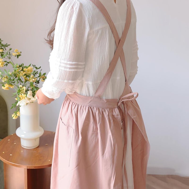 Women Cotton Linen Cross Apron Housework Baking Protector - NuSea