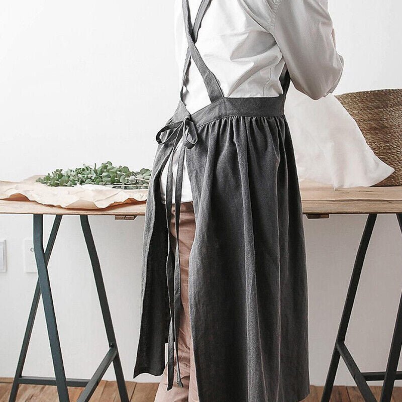 Women Cotton Linen Cross Apron Housework Baking Protector - NuSea