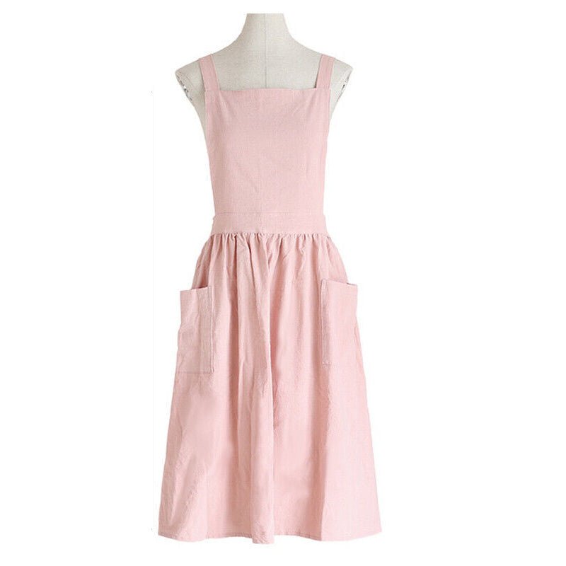 Women Cotton Linen Cross Apron Housework Baking Protector - NuSea