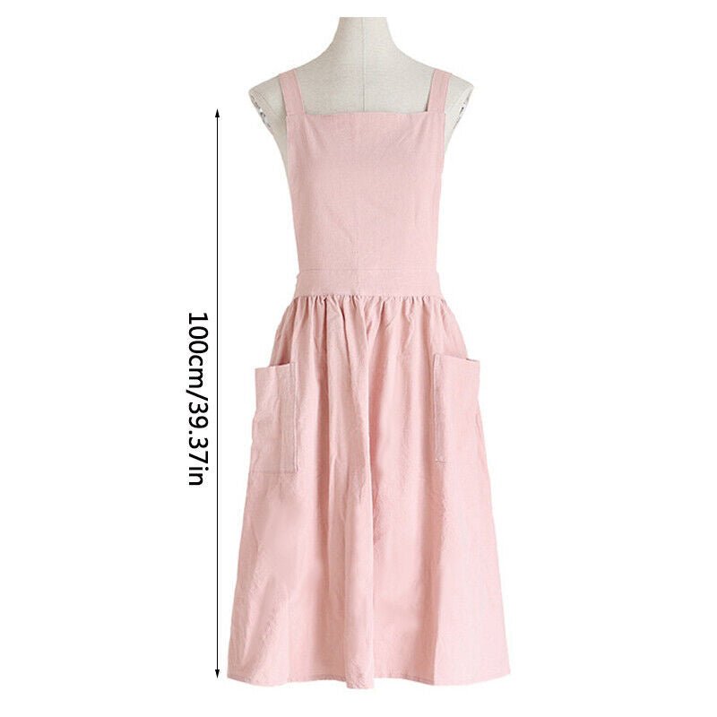 Women Cotton Linen Cross Apron Housework Baking Protector - NuSea