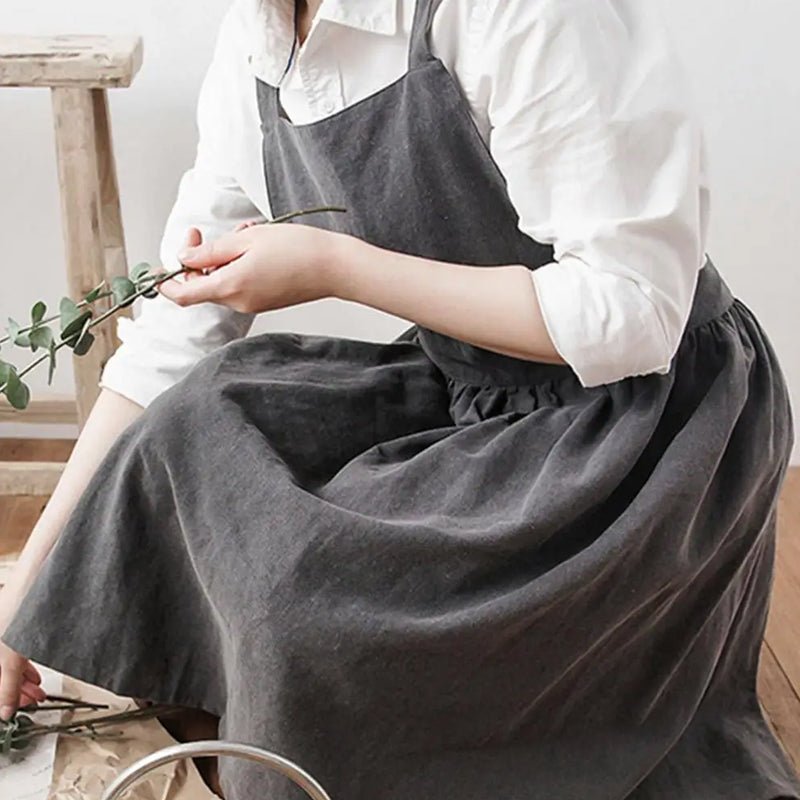 Women Cotton Linen Cross Apron Housework Baking Protector - NuSea
