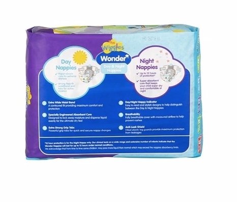 Wonder Pk27 the Wiggles Day & Night Nappies Diapers Infant 4 - 8 Kg Size 2 - NuSea