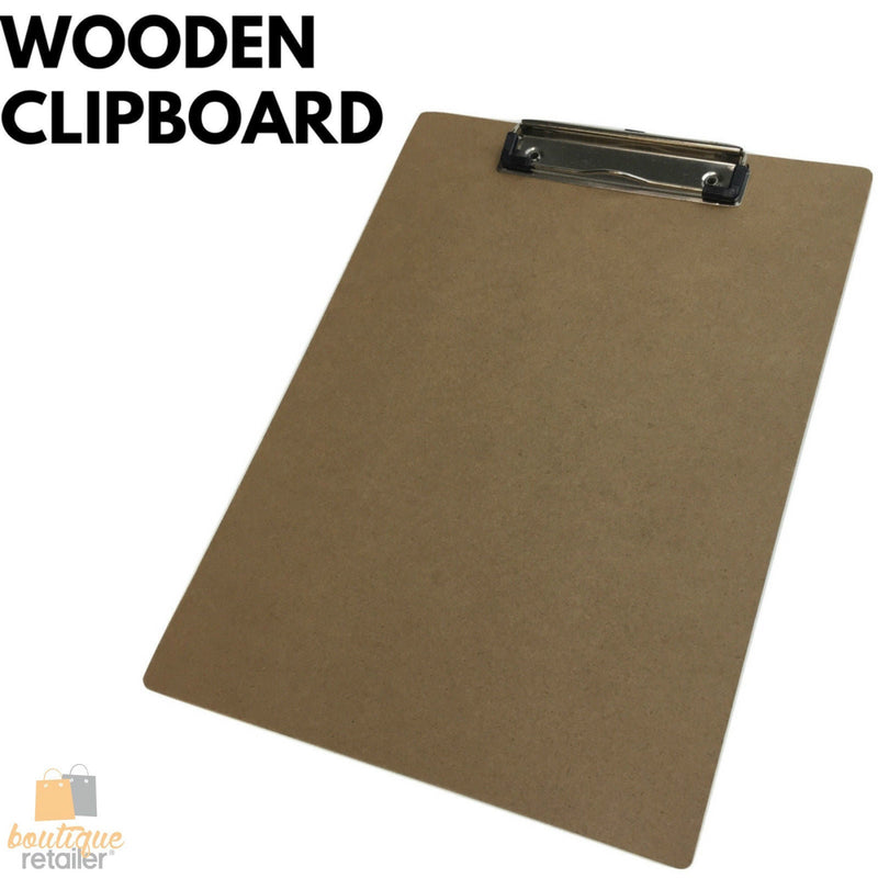 WOODEN A4 CLIPBOARD Hardboard Menu Clip Office Restaurant Writing Board Holder - NuSea