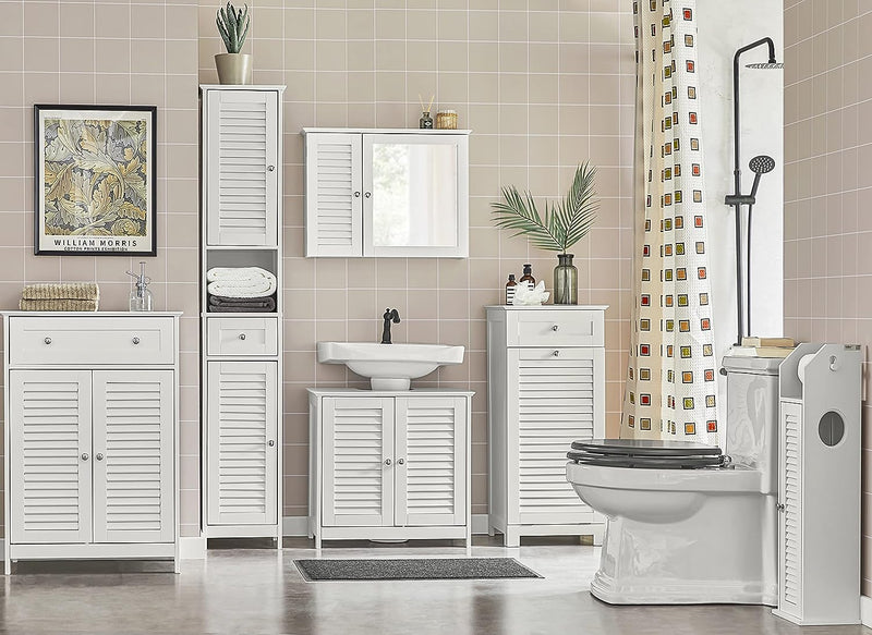 Wooden Bathroom Storage Cabinet, White - NuSea