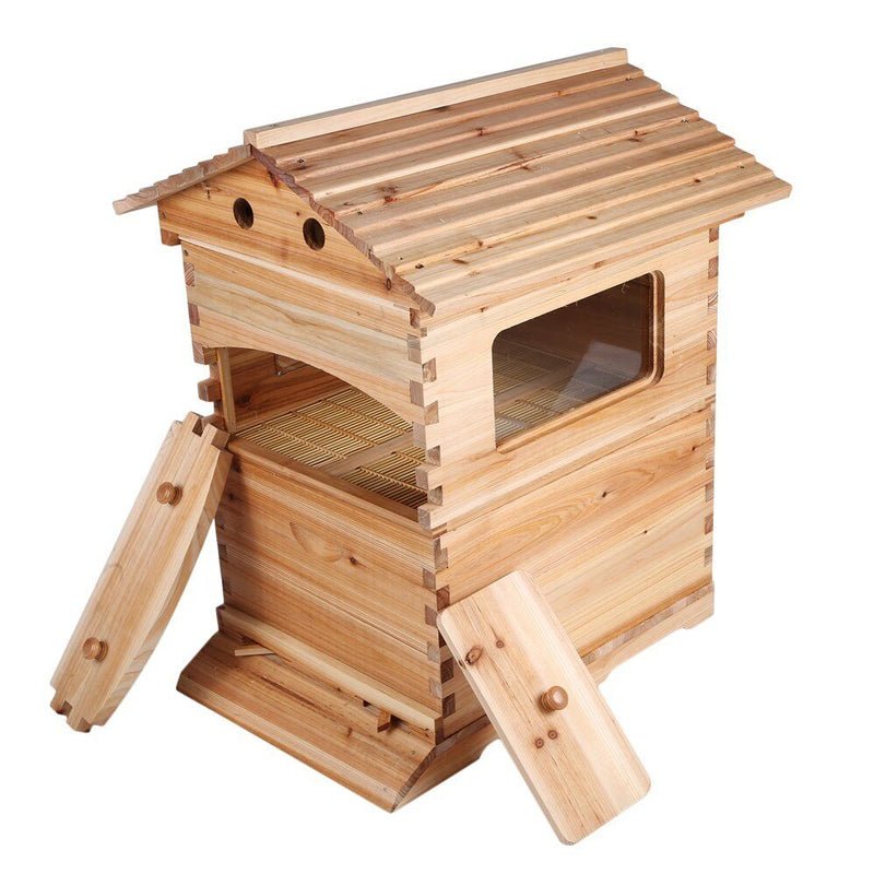 Wooden Beekeeping Beehive Housebox with Auto - Flowing Honey Frames - NuSea