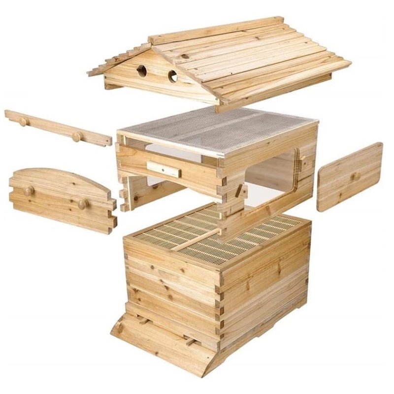 Wooden Beekeeping Beehive Housebox with Auto - Flowing Honey Frames - NuSea