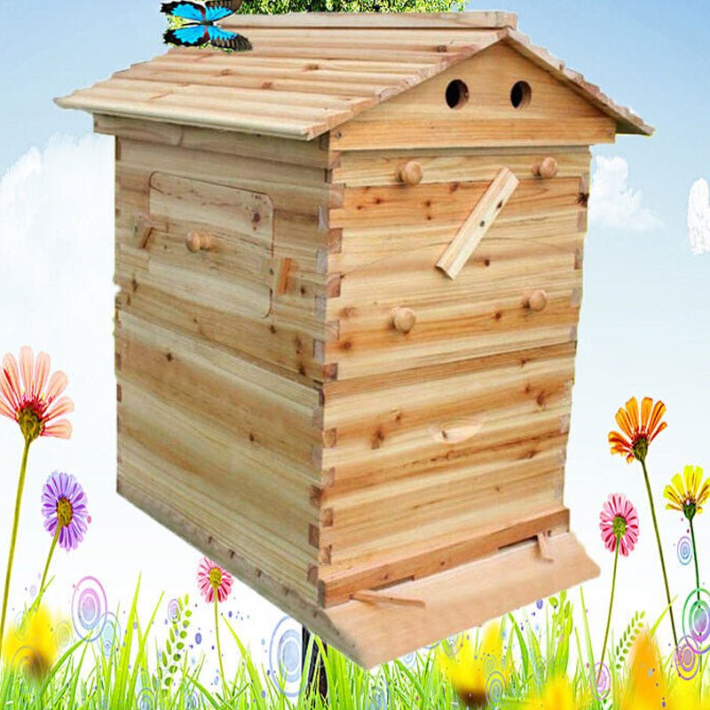 Wooden Beekeeping Beehive Housebox with Auto - Flowing Honey Frames - NuSea