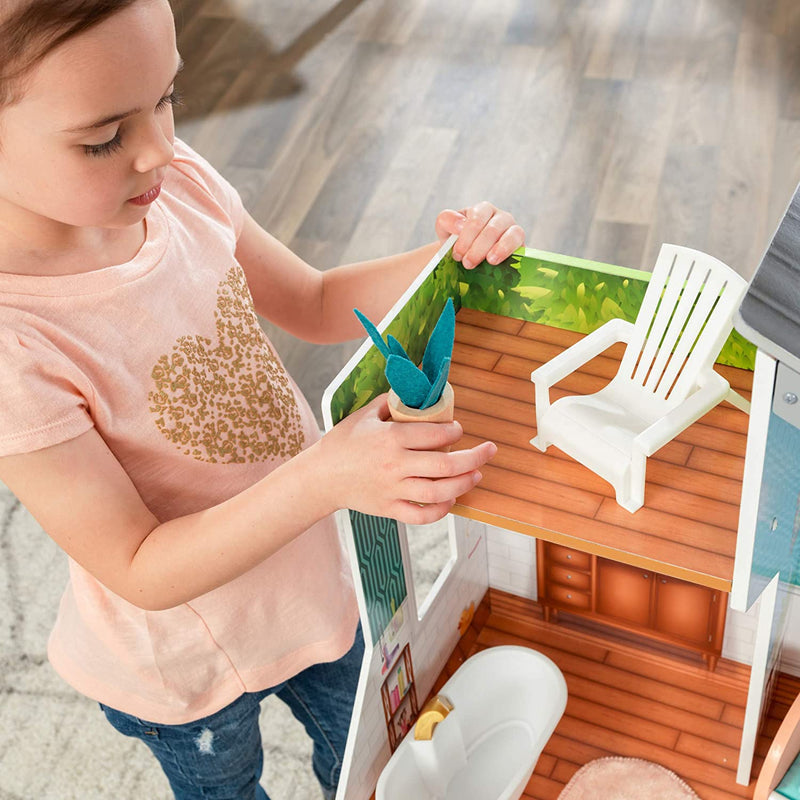 Wooden Dollhouse with Furniture for kids - NuSea