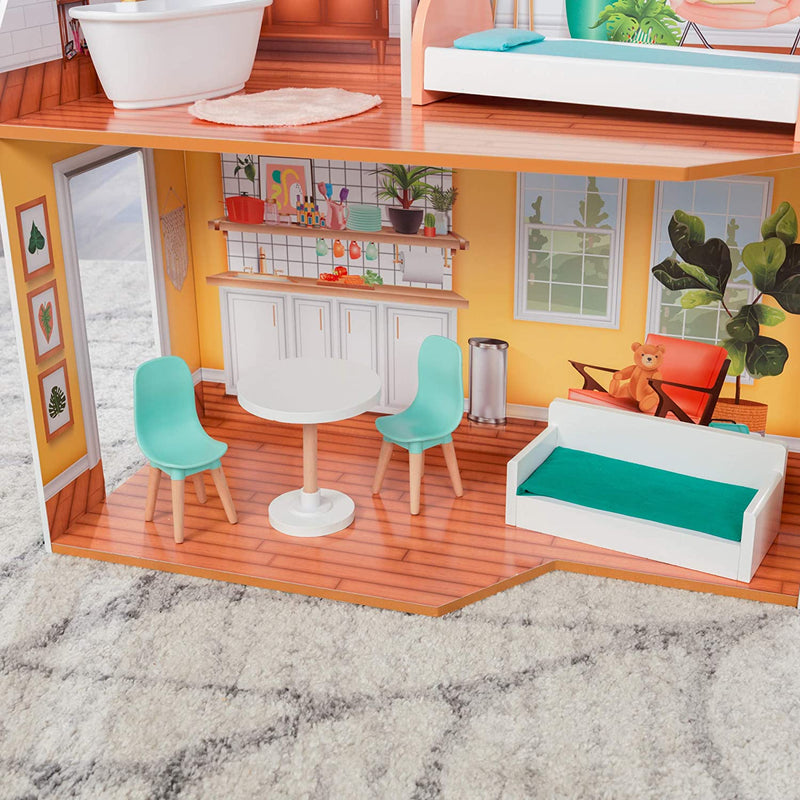 Wooden Dollhouse with Furniture for kids - NuSea