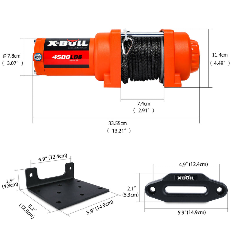 X - BULL Electric Winch 12v Synthetic Rope 4500LBS Wireless Remote ATV UTV 2041KG - NuSea