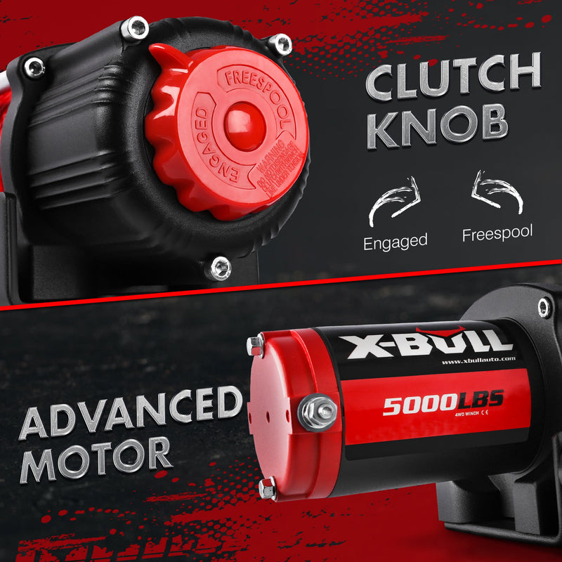 X - BULL Electric Winch 5000LBS 12V 15.2M Synthetic Rope Wireless ATV UTV 4WD Boat - NuSea