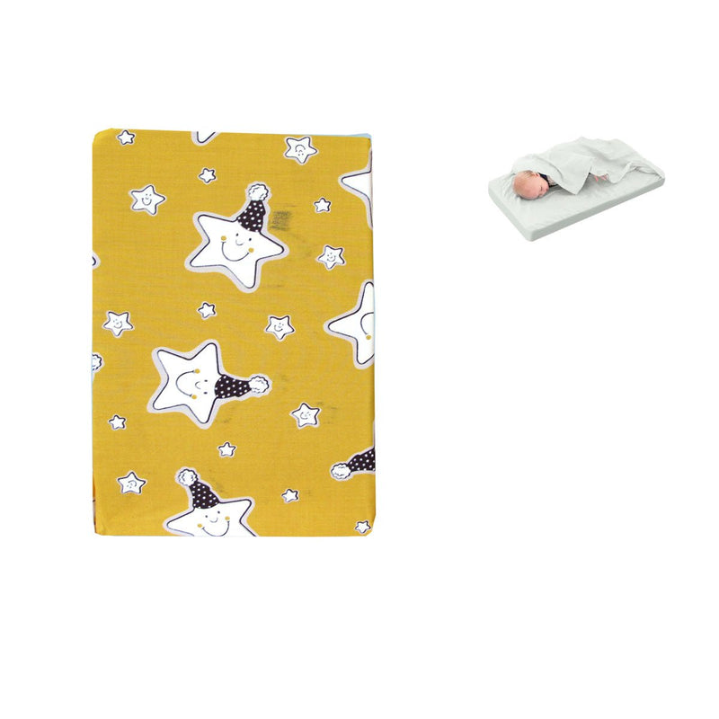 Yellow Star Bassinet Fitted Sheet with a Flat Sheet Sewed Attached - NuSea