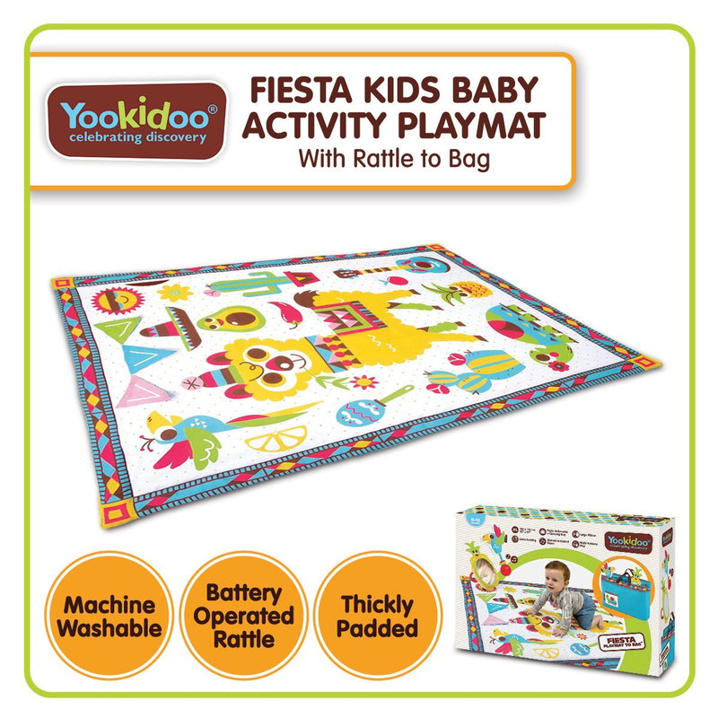 Yookidoo Fiesta Kids Baby Activity Playmat To Bag With Musical Rattle Padded - NuSea