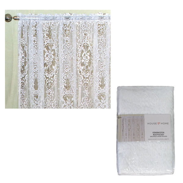 Yours to Love One Kensington White Lace Rod Pocket Curtain 300 x 213 cm - NuSea