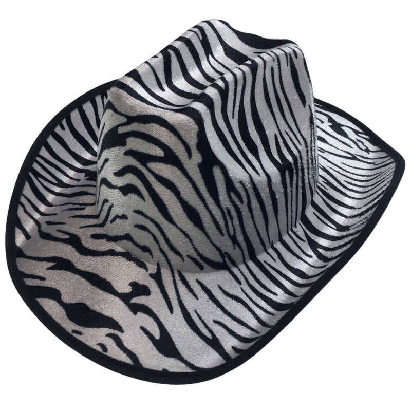 ZEBRA HAT Adult Cowboy Print Wild West Costume Party Fancy Dress Fedora - NuSea