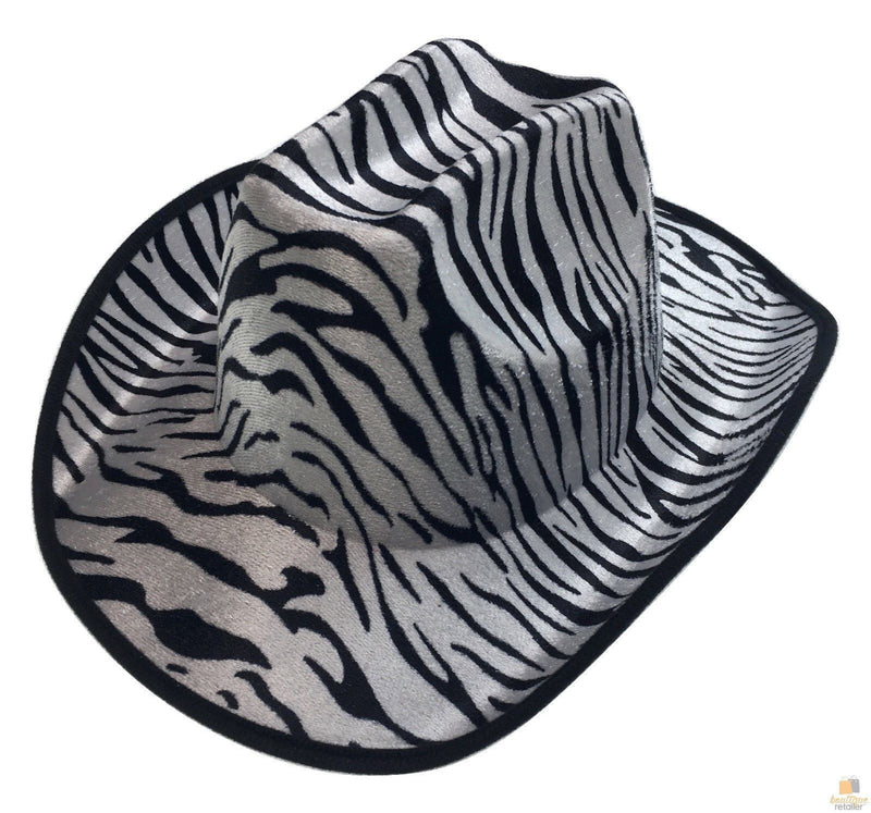 ZEBRA HAT Adult Cowboy Print Wild West Costume Party Fancy Dress Fedora - NuSea