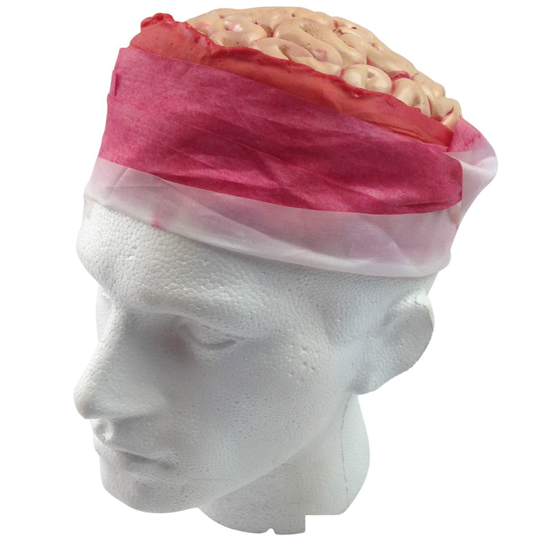 Zombie Brain Skull Cap Costume Halloween Bloody Headpiece Fancy Dress Bandage - NuSea