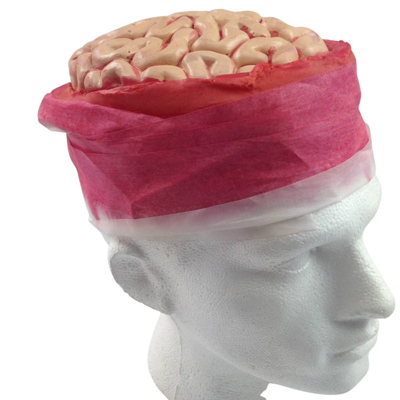 Zombie Brain Skull Cap Costume Halloween Bloody Headpiece Fancy Dress Bandage - NuSea