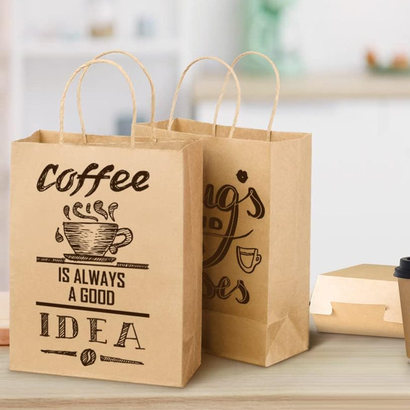 50pcs Brown Kraft Paper Bags with Handle for Gifts and Souvenirs - Available in S, M, L_11