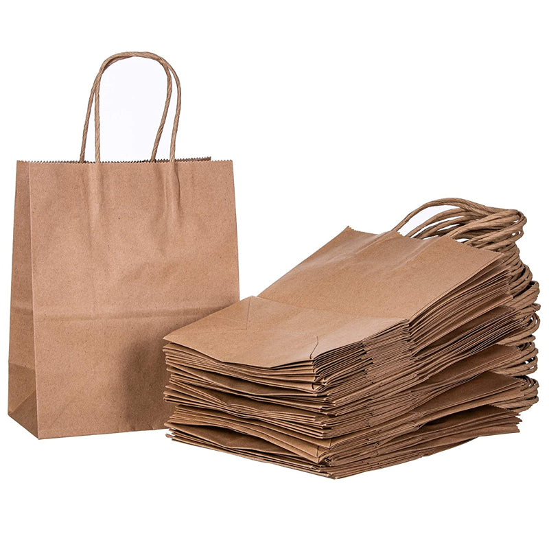 50pcs Brown Kraft Paper Bags with Handle for Gifts and Souvenirs - Available in S, M, L_1