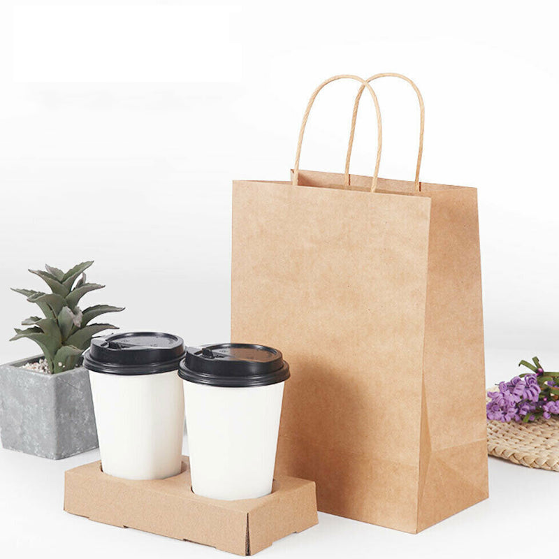 50pcs Brown Kraft Paper Bags with Handle for Gifts and Souvenirs - Available in S, M, L_6