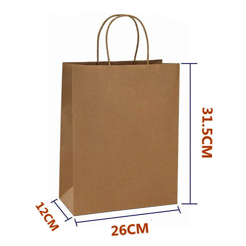 50pcs Brown Kraft Paper Bags with Handle for Gifts and Souvenirs - Available in S, M, L_13