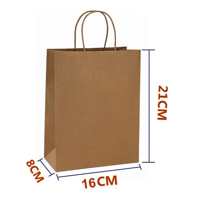 50pcs Brown Kraft Paper Bags with Handle for Gifts and Souvenirs - Available in S, M, L_15
