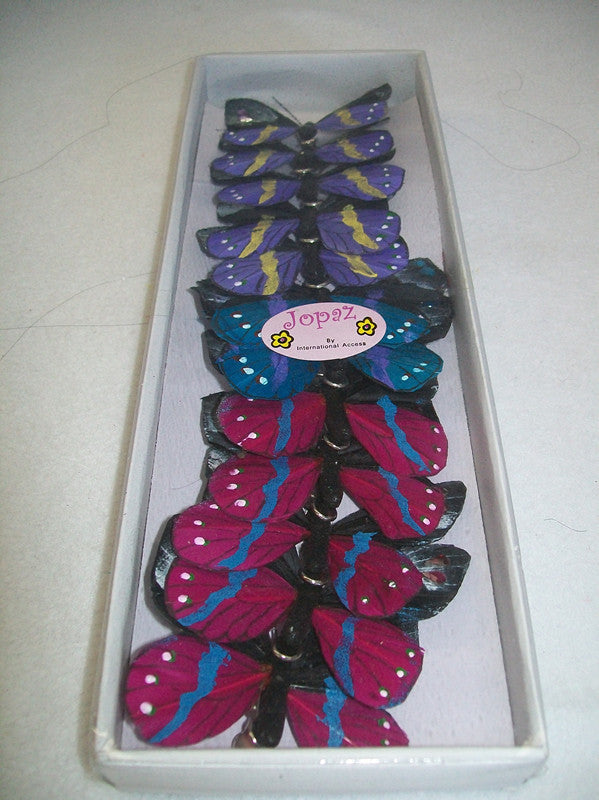 12 Pcs of BUTTERFLY WITH CLIP BLACK FEATHER - NuSea